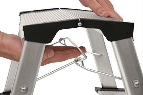 Trittleiter Alu Klapptritt Spreizsicherung 3 Stufen bis 150 kg 40 x 35 x 46 cm - 2