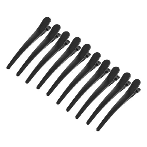 10 Pcs Black Metallic Single Prong Hair Clips Alligator Barrette 3.1" Long