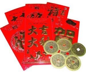 BAMBOOgifts Lucky Money Red Envelopes With Coins Set Of 6