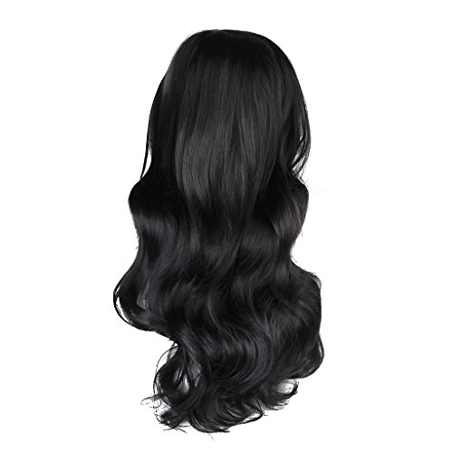 Long Curly Wavy Full Hair Wig for Women (Black)
