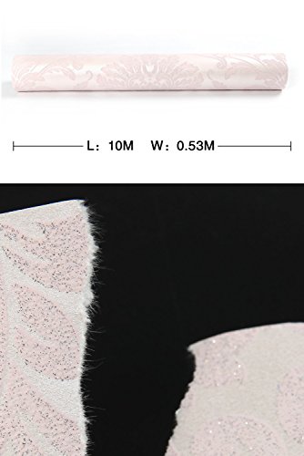 Euro HANMERO®Europa Barock romantische warme Importvlies-Tapete Schaum Beflockung vergoldet Mustertapete 0.53m*10m perlpink für Schlafzimmer, Wohnzimmer, Kinderzimmer - 7