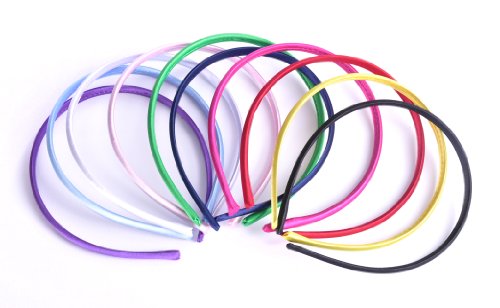 Style Nuvo – 10er Set Satin Haarbänder Einfarbig Verschiedene Farben - 3
