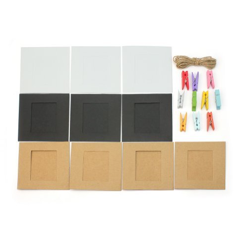 Pinzhi® 10 Pcs Craft Frame Paper Photo Film Frame Wall Picture Album DIY Hanging Stand + Rope +Clips for Christmas Party Decoration
