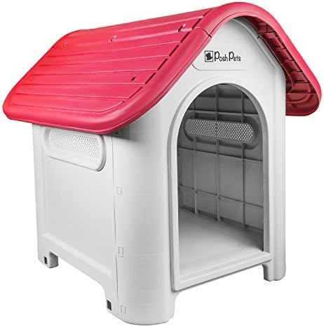 Posh Pets High Quality Plastic Dog, Puppy, Kennel, Dog House, Shelter, Indoor/Outdoor Use - Small (Ruby)