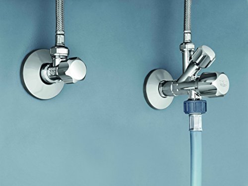 Grohe 22018000 Eckventil, für Einhandmischer mit angerauhtem Gewinde zum vereinfachten Eindichten, Wandanschluss 1/2 Zoll mit Schubrosette, Abgang 3/8 Zoll - 3