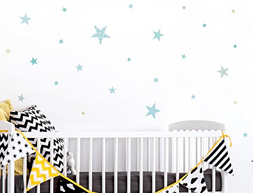 I-love-Wandtattoo WAS-10107 Kinderzimmer Wandsticker Set "Sterne mit Muster für Jungen" zum Kleben Wandtattoo Wandaufkleber Sticker Wanddeko