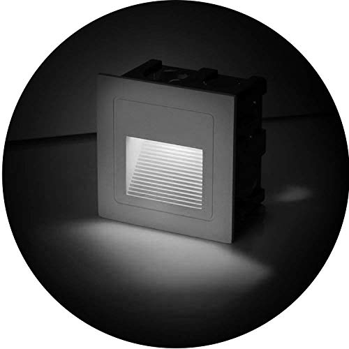 Topmo-plus Lot de 4 Lampe de Spot LED pour Terrasse 3W Eclairage Encastré Exterieur pour Chemin Contremarches d'escalier Piscine intérieurs extérieurs Spots Luminaires IP65 6 x 6 x 4,6CM (Blanc froid)