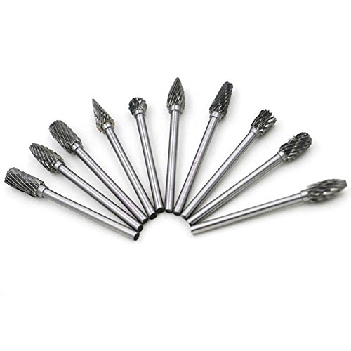 Cozyswan Raspel 10Stk Hartmetall Frässtifte Set Bohrmaschine Schaftfräser Diamantschleifer Rotary Datei Bit Wolfram Stahl - 5