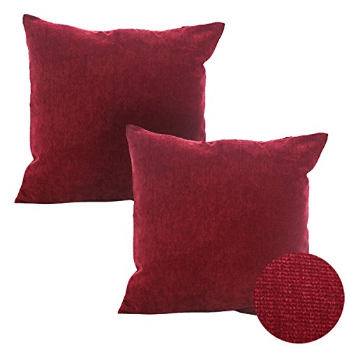 Deconovo 2er Set Kord Optik Kissenbezüge uni kissenhülle für Kinderzimmer 45x45 cm Bordeaux