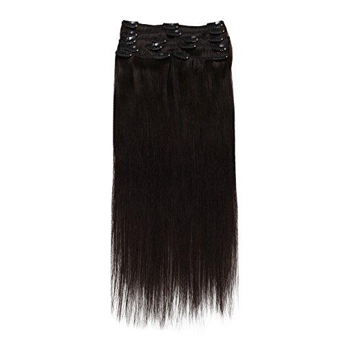 SUNMAY Remy Clip in Human Hair Extensions - Full Head of 20" inch human hair -High Quality Remy Hair (#2 Darkest Brown)MDN-20-2