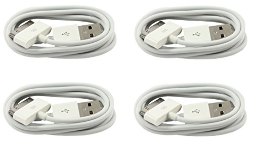 4x Original iPrime® 1 Meter USB Kabel Ladekabel Datenkabel für Apple iPhone 4/4s, iPhone 3G/3GS, iPad 1/2/3, iPod Touch 3/4, iPod Nano 5/6 in Weiß - 1m