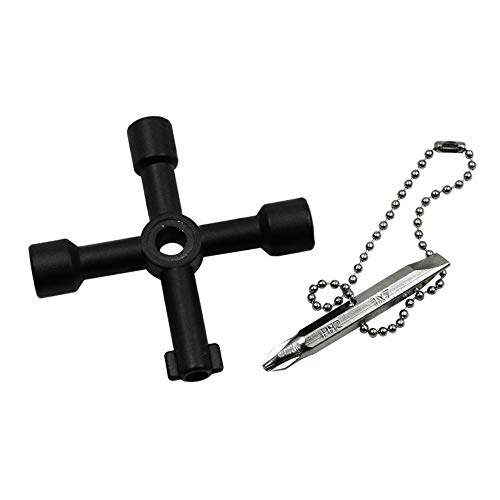 Preisvergleich Produktbild 4-Wege-Multifunktionskühlerschlüssel Kühlerschlüssel-Set - Service-Kreuzschlüssel für elektrische Wasser-Gaszähler-Box Schrankschlüssel