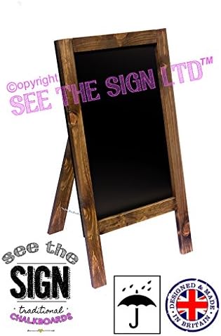 Single Sided Medium Oak Chalkboard/Blackboard. Fitted with Tough Melamine™ Hard Plastic, Non Porous Panels - Easy to Clean. 80cm x 40cm for Chalk Markers and Chalk.