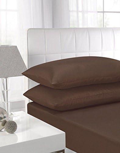 NI Luxury Bedding Non Iron Extra Deep Fitted Bed Sheets 40CM Single, Double, King, Super King Size (Pillow Covers, Chocolate)