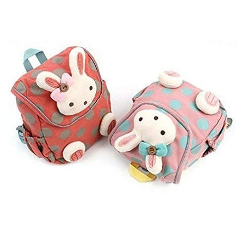 Sac à dos Enfant Motif de Lapin et Pois Sac Minnie d'école de bébé Fille Cartable Mignon avec Bande Elastique pour Camping Picnic Randonnée (rose)
