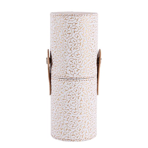 YESURPRISE New Fashion Pro Makeup Brush Set Cosmetic Brushes Tool Kit Cup Holder Case Gift Gold-white