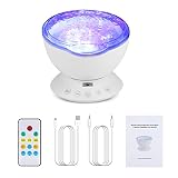 YISSVIC LED Ozean Projektor Lampe Schlaf Nachtlicht Lichtwecker mit Musik Fernbedienung Romantische Dekoration für Baby Kinder Schlafzimmer Wohnzimmer Party Kindergeburtstag Geschenk - 2