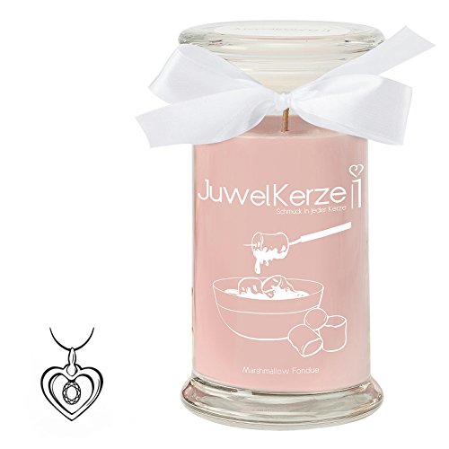 JuwelKerze, Duftkerze "Marshmallow Fondue" mit Silber-Schmuck-Überraschung (Anhänger) im Wert von bis zu 250€