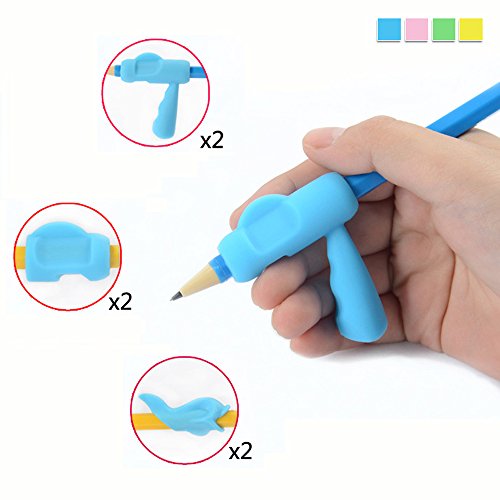 Pencil Grip, Ergonomic Rubber Pencil Grip Schreibhilfsmittel zur Korrektur der Kinderhandschrift (3 Typen-Packung mit 6 Stück) - 5
