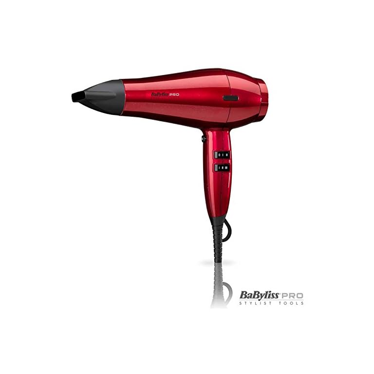 BaByliss Pro Special Edition Tourmaline Ceramic Ionic Hair Dryer 6 Heat Speeds 2100W BAB6738RU - Red