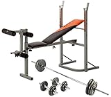 V-fit STB09-1 Folding Weight Bench & 50kg Cast Iron Weight Set
