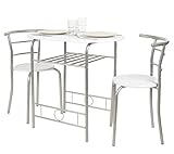 Dimensiones de la mesa 75 x 80 x 53 cm Dimensiones de las sillas 74 x 35 x 34 cm / altura del asiento 44 cm