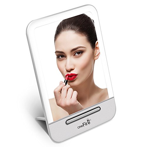 Make-up-Spiegel Yarrashop LED Beleuchtung Dimmbar durch Touch-Schalter + Ultra-High Definition Falterbar Standspiegel Profi Kosmetikspiegel Schminkspiegel Tischspiegel Batteriebetrieben
