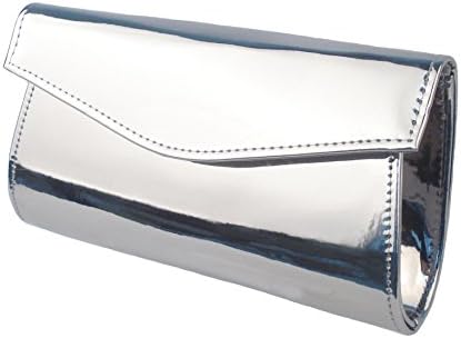 FBA_metalic grey color plain evening clutch