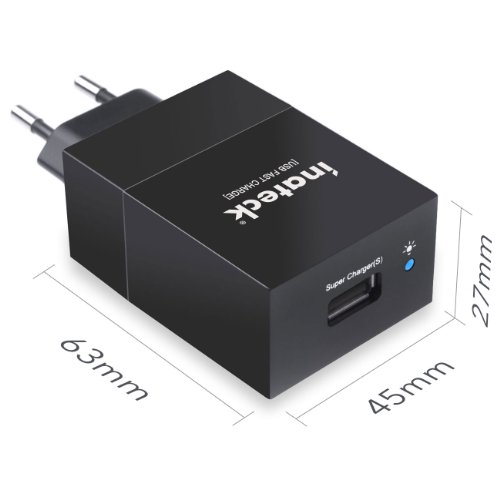 Inateck® 12W 5V 2.4A 1-Port USB Ladegerät Ladeadapter mit USB-Ladestecker intelligenter Ladekreis für IPAD Iphone & Android Smartphones, Tablets und andere USB-ladende Geräte EU-Stecker – Schwarz - 3