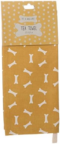 Lisa Buckridge Bones 100% Cotton Tea Towel Mustard 45X65Cm