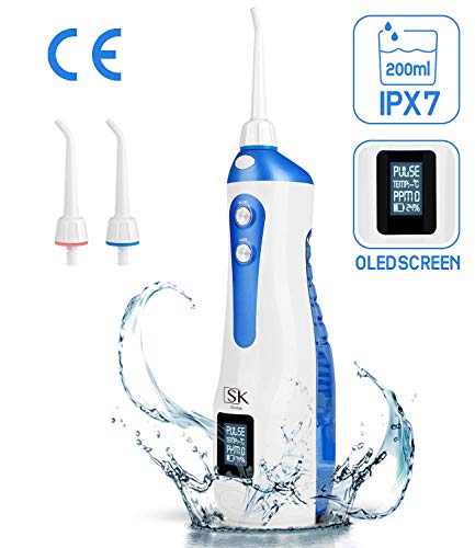 Irrigador Dental Portatil Profesional Recargable Bucal Oral Dental Encias Impermeable con 3 Modos 3 Boquillas USB 200ml