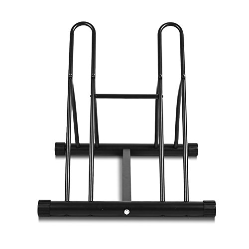 FEMOR Fahrradständer Bodenparker Fahrradparker für 2 Fahrräde Mehrfachständer Twin Bicycle Stand (Schwarz) - 5