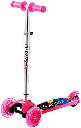 LIYU Toddler Kids Kick Scooter Mini 3 Wheels Portable Adjustable Push Scooter with LED Flashing Light Birthday Christmas Gifts for Boys Girls Children 2-8 Years Old (Pink)