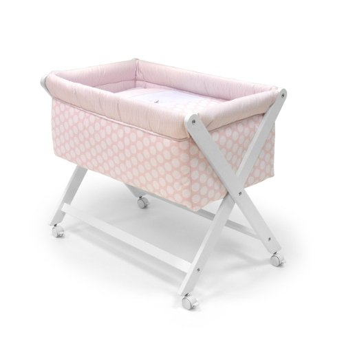 Cambrass 46 x 78 cm Wooden Crib X with Fabrics Collection Ter (Pink/ White Spotted)