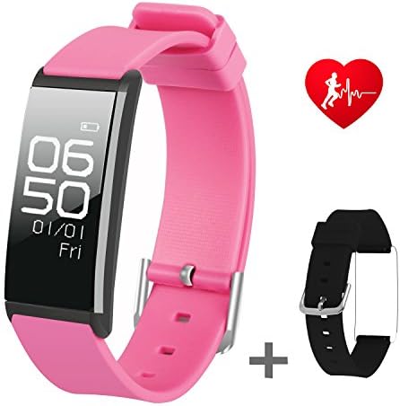 Slim Fitness Tracker Watch with Sleep Monitor Bluetooth Smart watch Wristband Bracelet Sport Pedometer Activity Tracker with Alarm Step Tracker Calorie Counter Sleep Tracker for Android or iPhone IOS (Pink)