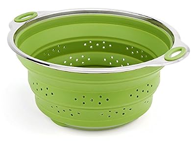 iNeibo Passoire Rétractable Passoire Inox 28 cm iNeibo Tamis/Panier Pliable en Acier Inoxydable et Silicone 100% Alimentaire sans Bpa Approuvé par Fda Haut de Gamme, Passoire à 2 manches Idéal Ustensile Cuisine Original pour égoutter les Fruits, Lég…