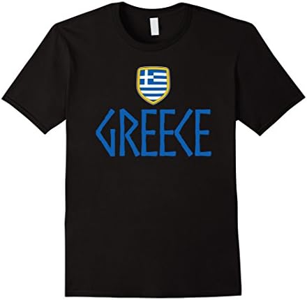 Men's GREECE T-shirt 2016 Greek Flag Team Soccer Football Jersey Large Black