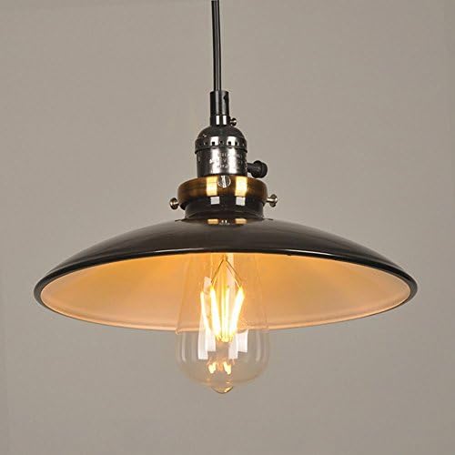 Crayom High brightness Restaurant Iron Wok Small Chandelier Industrial Style Pendant Light With UFO Iron Saucer Shade Black E27 Chain: 39.37 inch (100 cm)