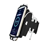 AimdonbR Sportarmband, 180 ° drehbare Workout-Handyarmbandhalter mit Kopfhörerhalter für iPhone X 8 Plus 7 Plus 7 6S 4'-6.5' Telefon