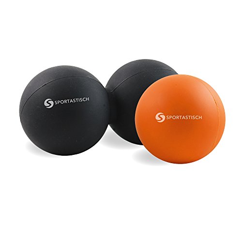 Premium Massageball Set "Deep Relax" von Sportastisch :: 2 hochwertige Massagebälle im Set: Einzelball und Duoball :: in geprüfter Qualität :: verschiedene Zonen :: mittlerer Härtegrad, ideal für Einsteiger oder Fortgeschrittene :: ideal zur Behandlung schmerzender Faszien :: optimales Training für Rücken, Wirbelsäule, Arm und Schultern: inklusive 3 Jahren Sportastisch Produktgarantie