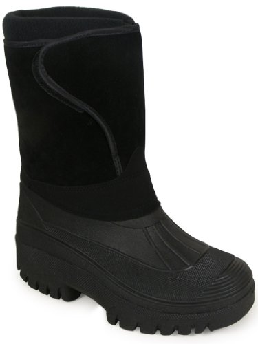 New Black Unisex Mens Ladies Horse Riding Yard Waterproof Stable Walking Rain Snow Winter Ski Wellies Wellington Wellys Warm Farm Mucker Boots - Black - 11 UK
