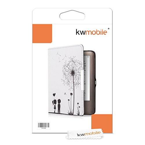 kwmobile Hülle für Tolino Shine / Page – Flipcover Case eReader Schutzhülle – Bookstyle Klapphülle Pusteblume Love Design Schwarz Weiß - 6