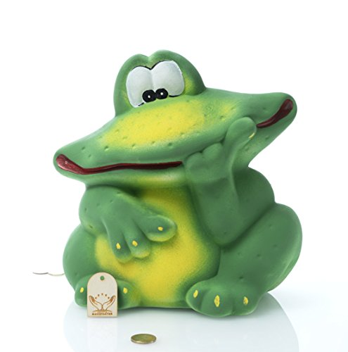 Albert – XXL großer nachdenklicher Frosch | Keramik Spardose – Handgearbeitet | B/L/H: 24x18x26cm | Sparbüchse, Sparschwein - 3