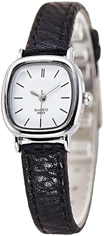 YAHE Women Small Square Dial Leather Strap Classic Unisex Dress Unusual Quartz Watchs (White)
