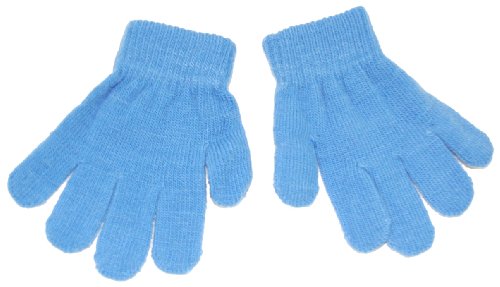 Baby toddler magic knitted gloves. Available in 6 colours; black, hot pink, navy blue, pale blue, red and winter white. (Pale Blue)