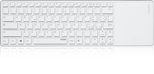 Rapoo E6700 Bluetooth Touchpad Tastatur (Aluminiumgehäuse, deutsches Layout) weiß-blau - 2