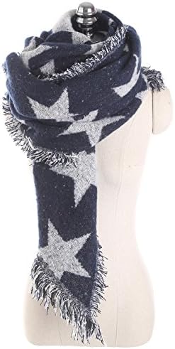 Superora Women's Scarf Wrap Shawl Cape Poncho Blanket Warm Cozy Cashmere Like Winter Autumn Large Long Muffler Star Pattern Fashionable Tassels