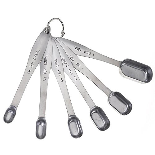 Edelstahl Messlöffel, KOBWA Messlöffel Set aus 18/8 Edelstahl zum Messen von flüssigen und trockenen Zutaten, großer Helfer für Zuhause Kochen und Backen-Kommen Sie mit 6 verschiedenen Größen - 2
