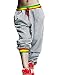 Allegra K Women Slant Pockets Stripes Detail Loose Walking Pants Gray L