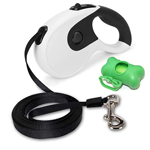 Correa de perro retráctil, Zimingu 16.4 ft Correa de perro para perros pequeños medianos y pequeños de hasta 110 libras, Enredado libre, Agarre de mano, Un botón de apertura y cierre, Dispensador de d